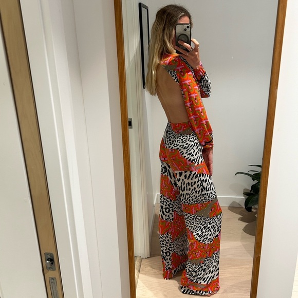 Handmade Leopard Zebra Print Cut Out Festival Wide Leg Palazzo Jumpsuit - Picture 6 of 17